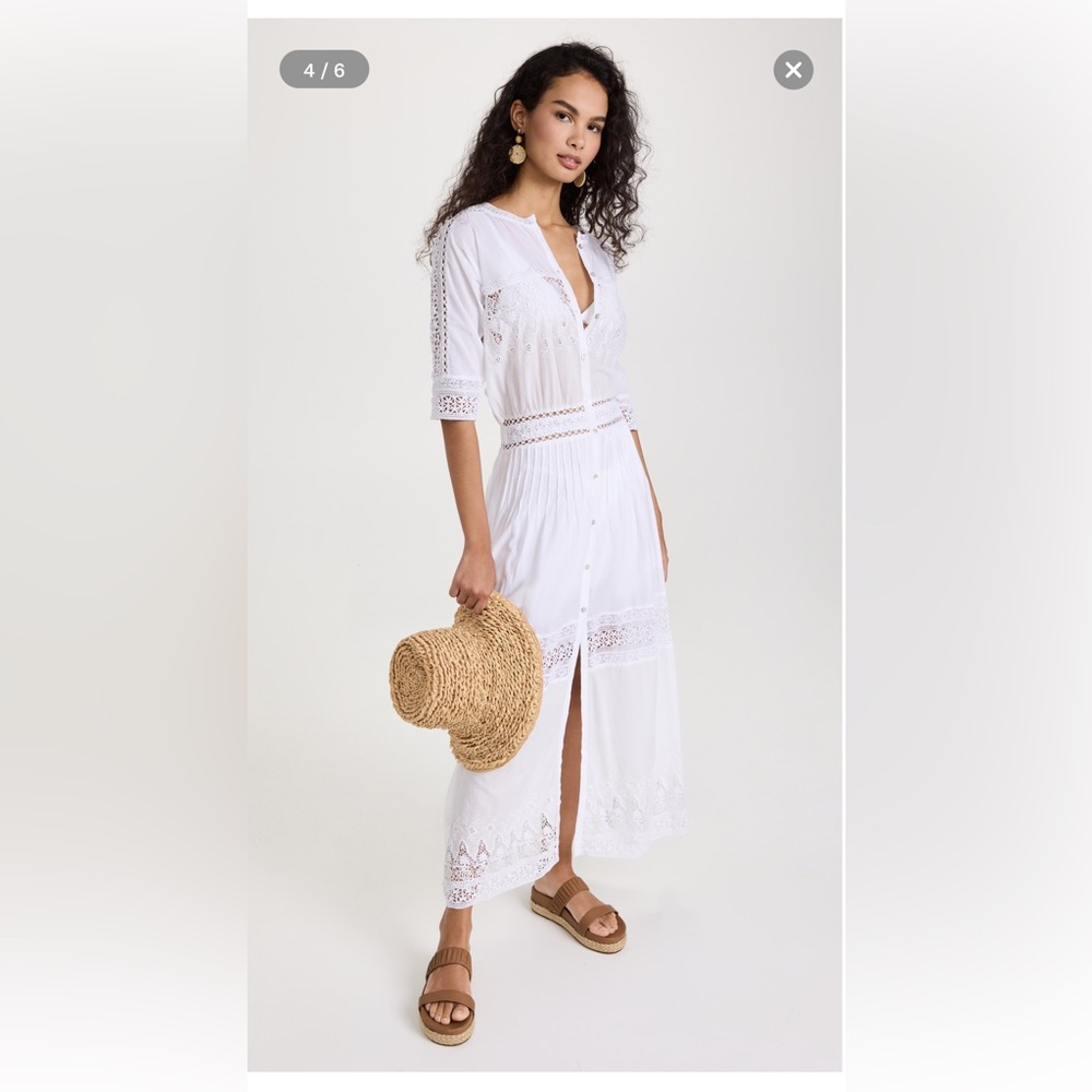 LoveShackFancy / Beth Midi Dress, White - S - NWTags